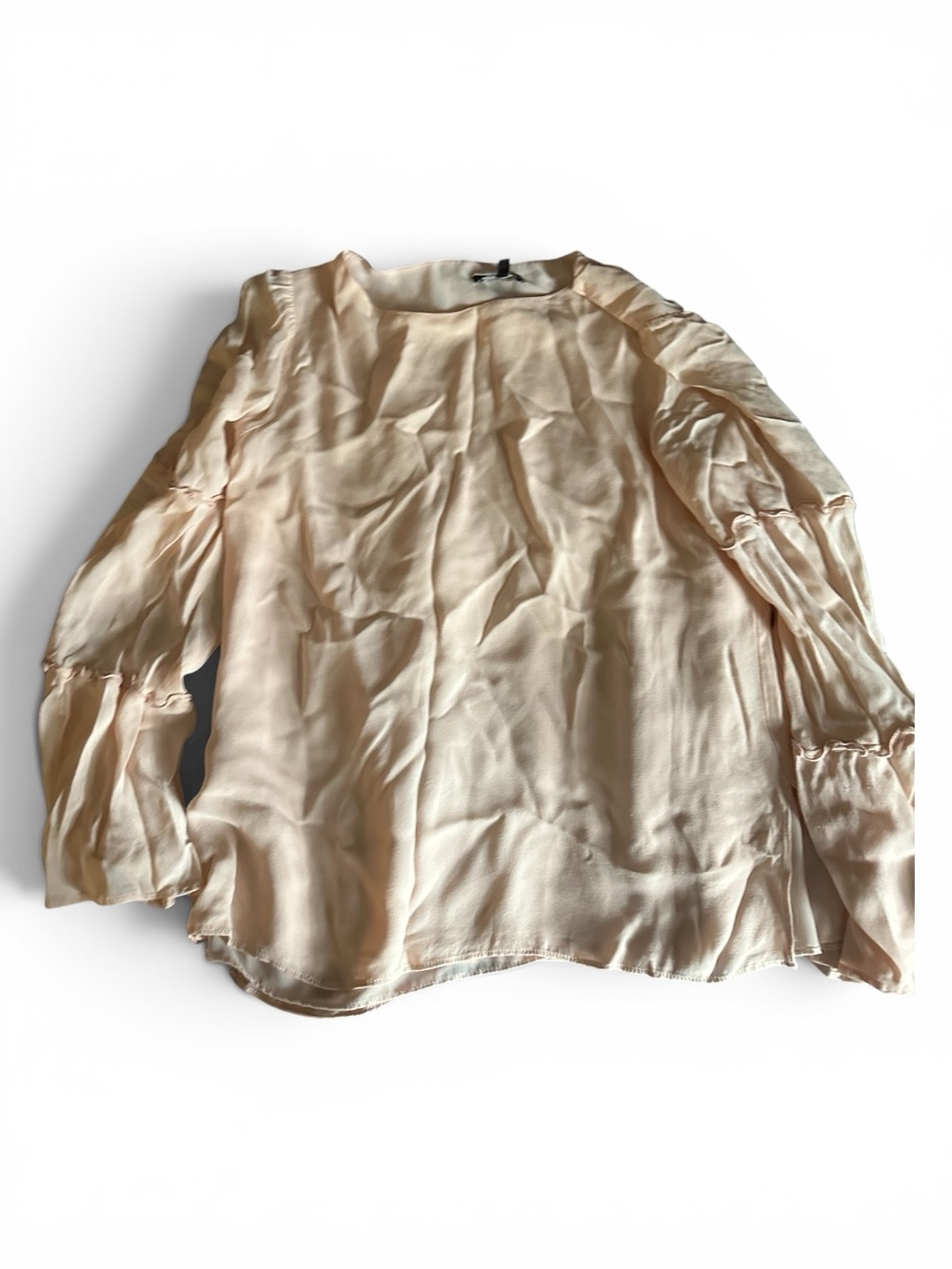 DREW Pale Peach Ruffle Sleeve Blouse